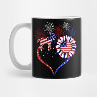 American Flag Goat And Sunflower Happy Independence Day Mug